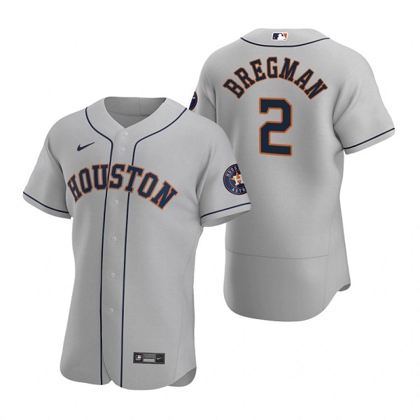 Men's Gray Houston Astros #2 Alex Bregman Flex Base Stitched Jersey